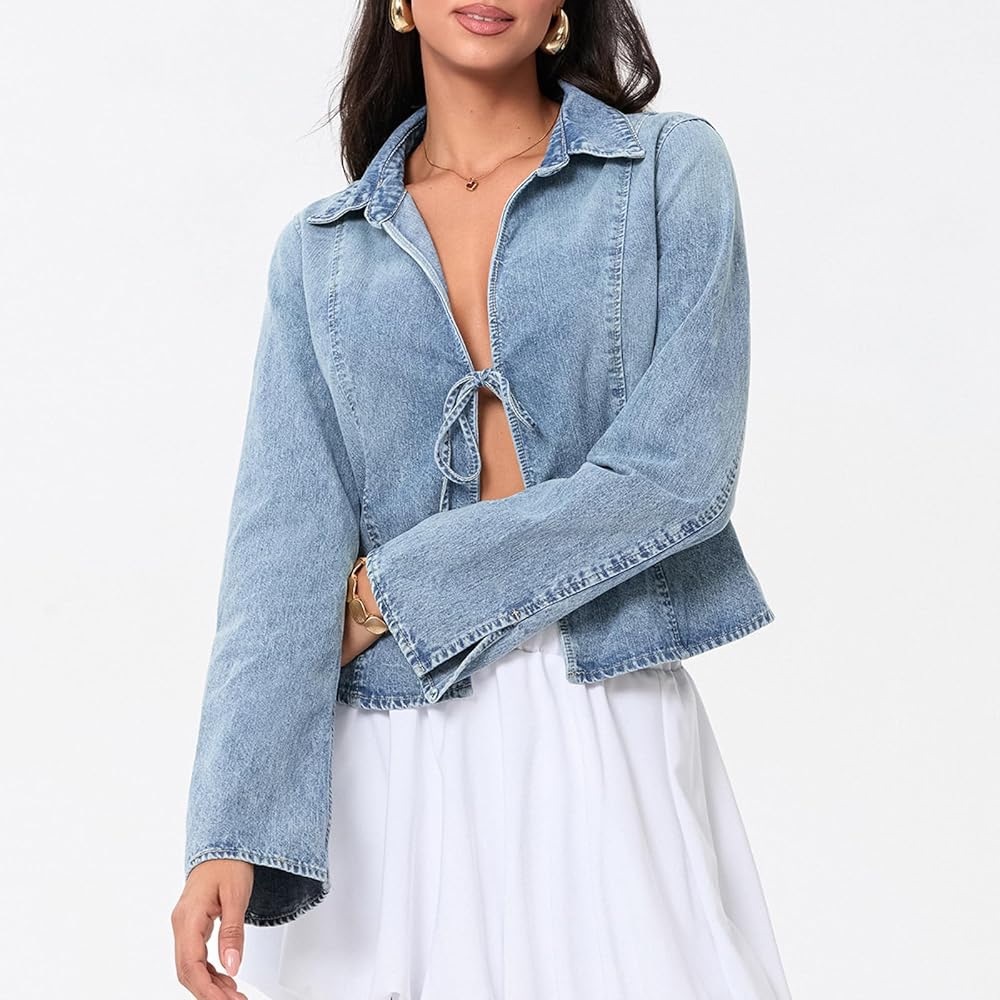 Denim Tie-Front Jacket